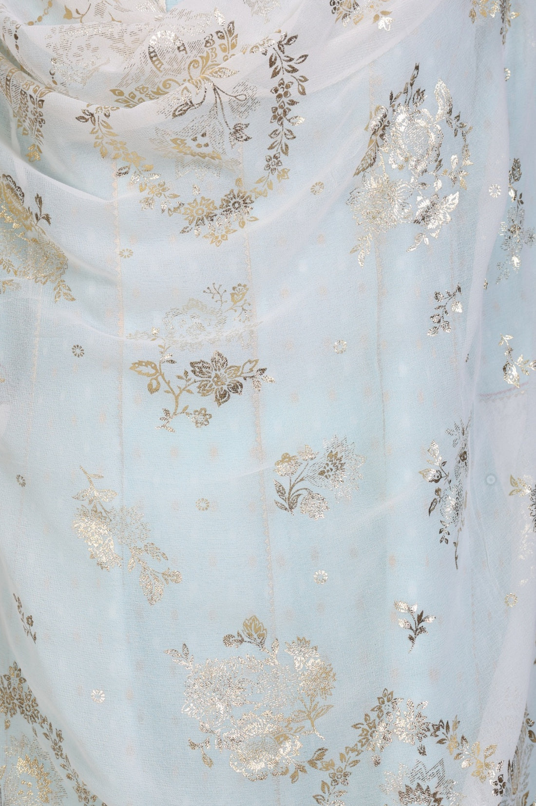 White Floral Foil Printed Georgette Dupatta