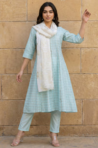 White Floral Foil Printed Georgette Dupatta