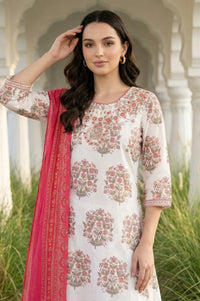 Pink Geometric Foil Printed Chiffon Dupatta