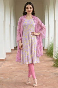 Light Pink Geometric Printed Chiffon Dupatta