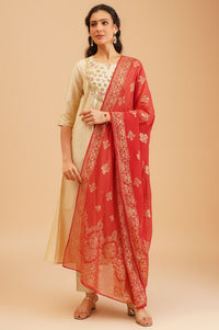 Red Foil Printed Georgette Dupatta