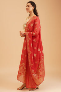 Red Foil Printed Georgette Dupatta