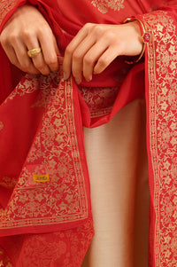 Red Foil Printed Georgette Dupatta
