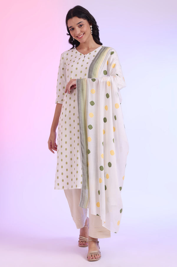 White Dyed Rayon Dupatta