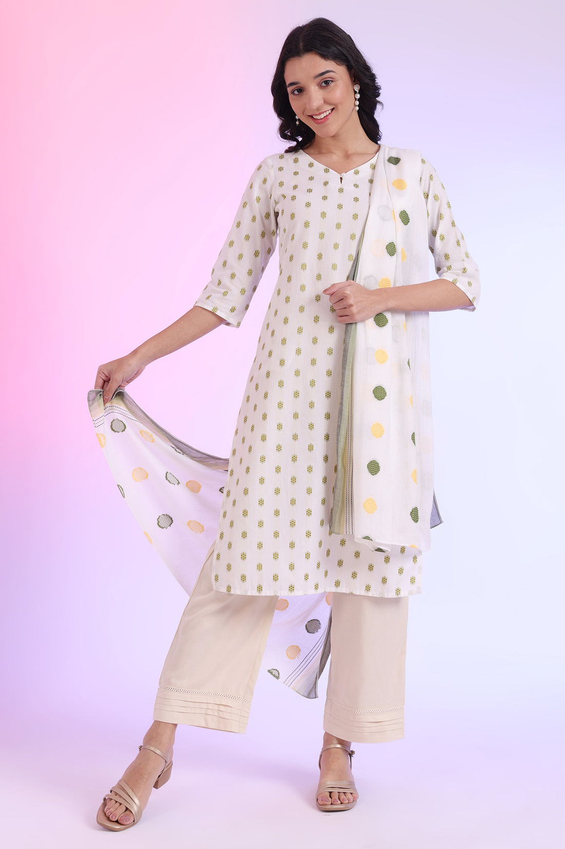 White Dyed Rayon Dupatta
