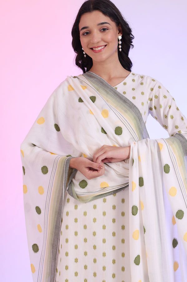 White Dyed Rayon Dupatta