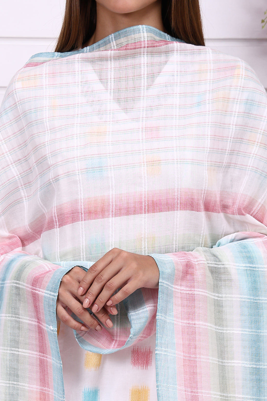 Multicolor Self Design Printed Cotton Dupatta