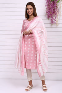 White Self Design Printed Cotton Dupatta