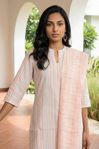 Peach Yarn Dyed Striped Pure Cotton Dupatta