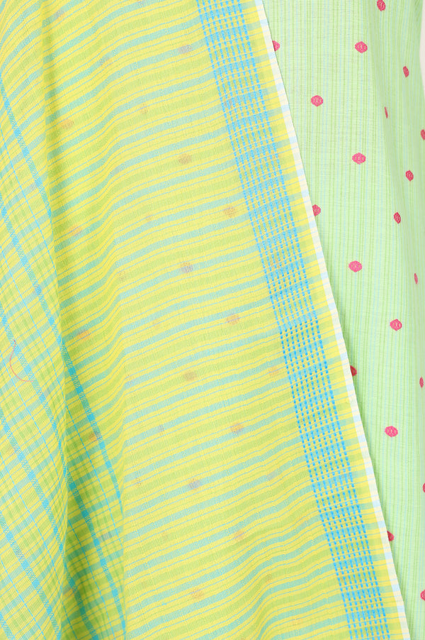 Aurelia Women's Mint Green Yarn Dyed Checked Cotton Blend Dupatta
