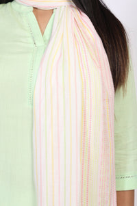 Multi-color Striped Stripes Cotton Blend Dupatta