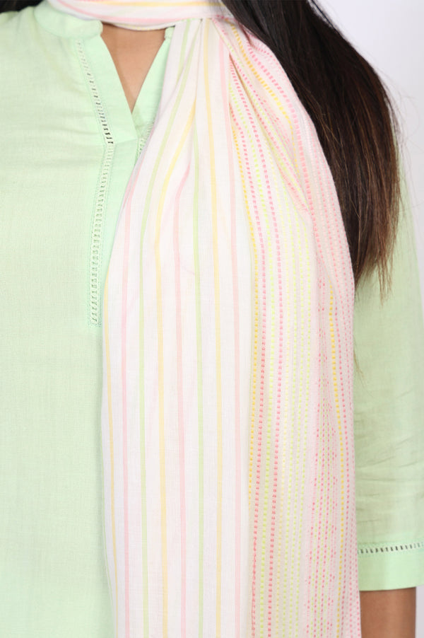 Multi-color Striped Stripes Cotton Blend Dupatta