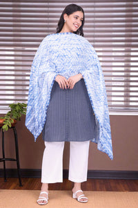 Blue Shibori Printed Pure Cotton Stole