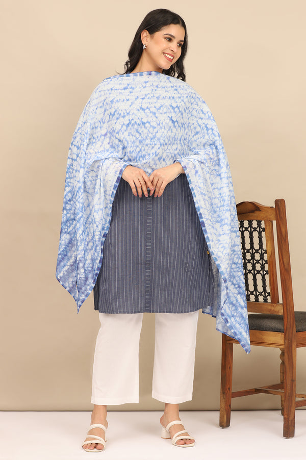 Blue Shibori Printed Pure Cotton Stole