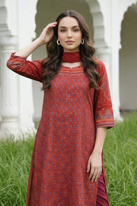 Maroon Stripe Printed Pure Cotton Stole