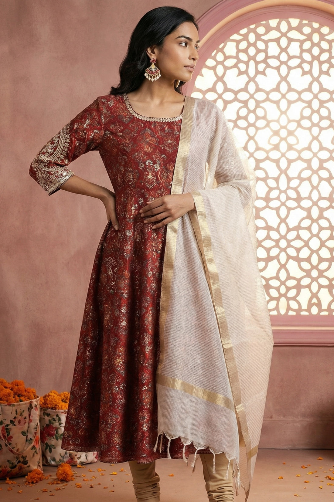 Off White Yarn Dyed Solid Tassels Dupatta