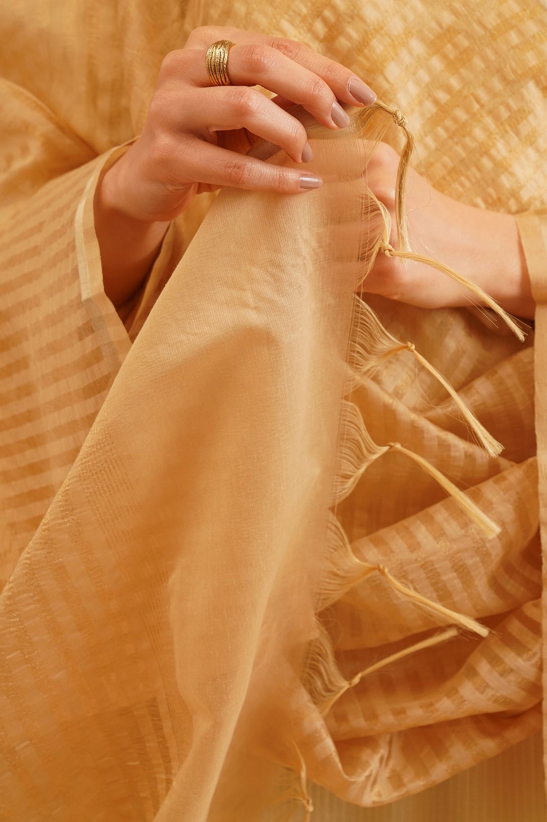 Gold Zari Striped Dupatta