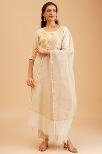 Off White Zari Dupatta
