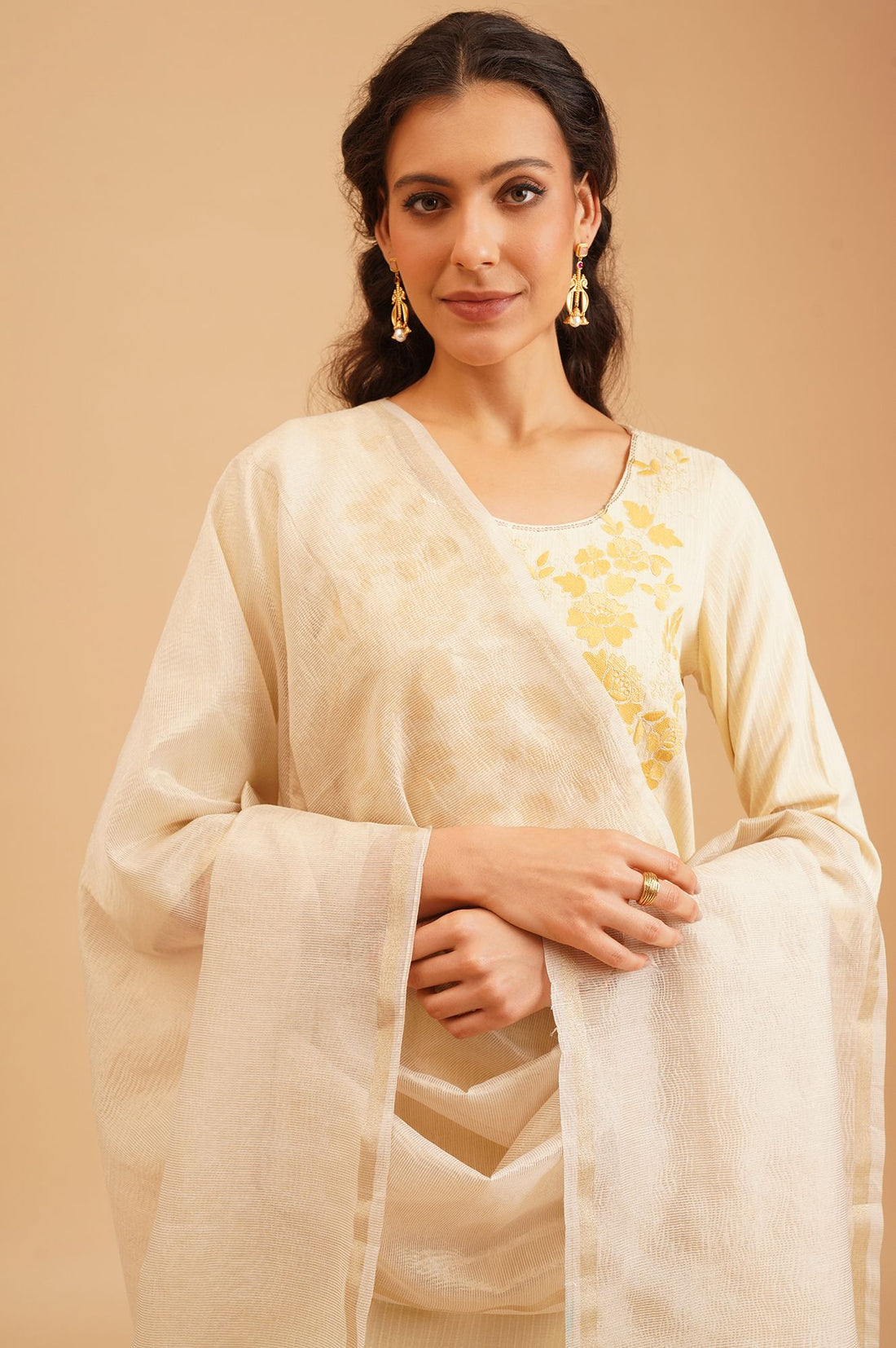 Off White Zari Dupatta
