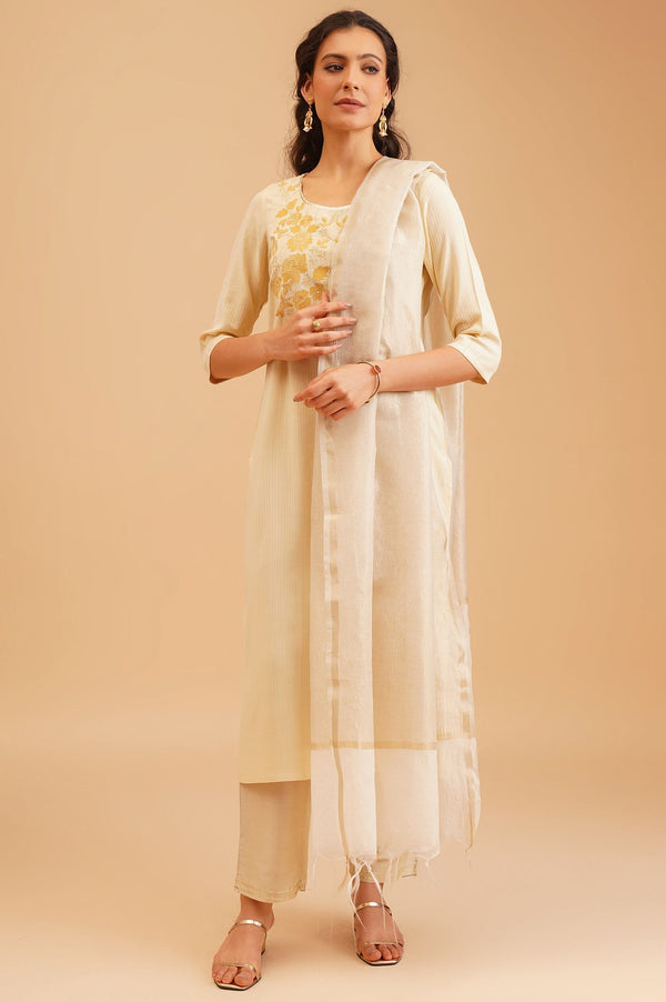 Off White Zari Dupatta