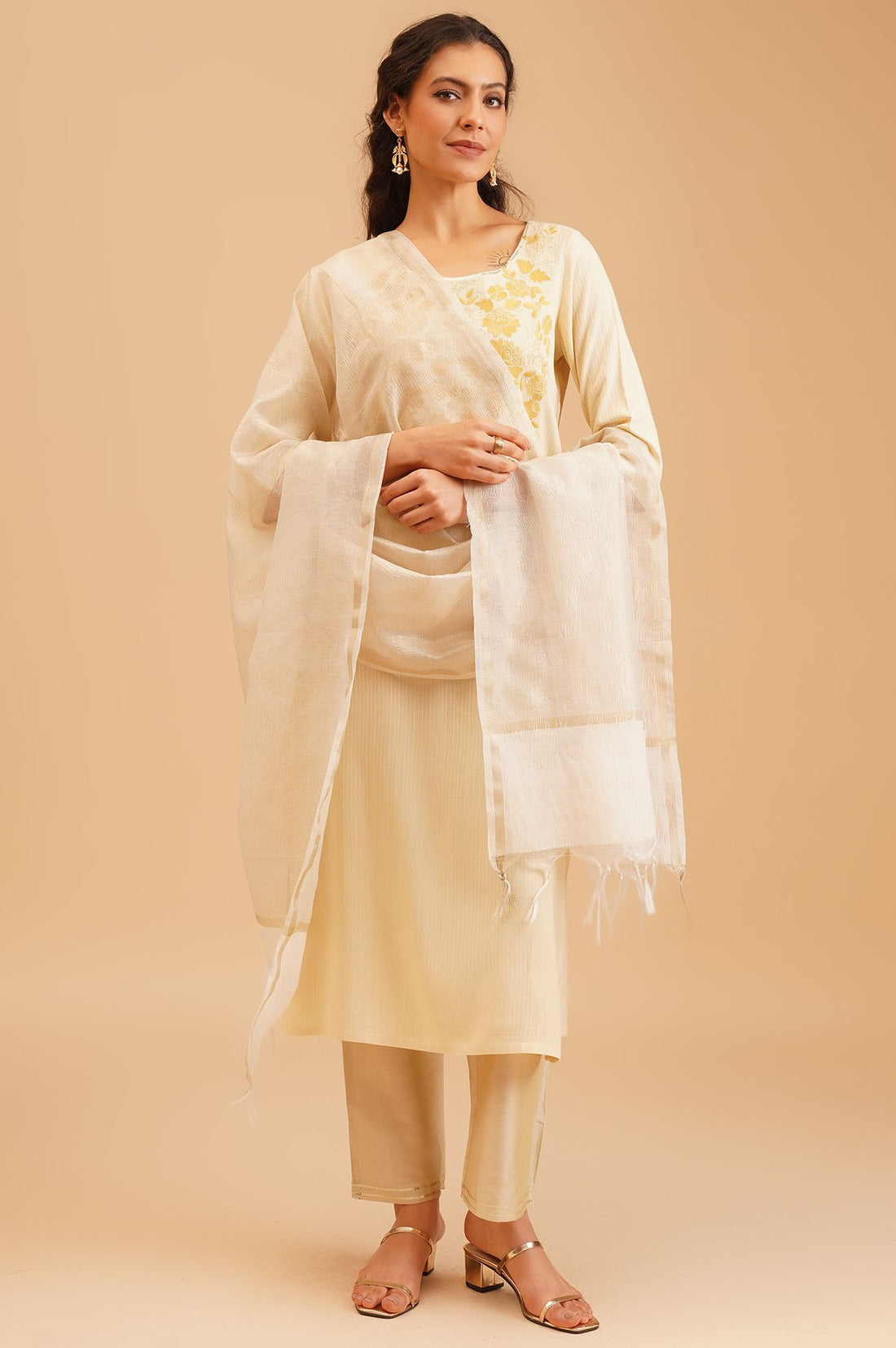 Off White Zari Dupatta
