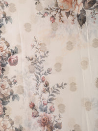 Cream Floral Printed Jacquard Dupatta