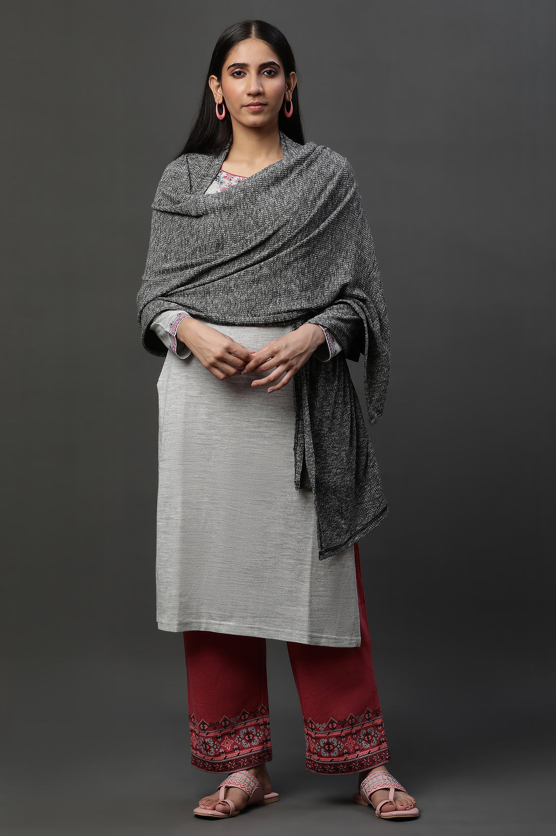 Grey Textured Stole