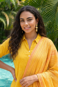 Mustard Yarn Dyed Striped Stole