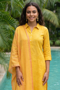 Mustard Yarn Dyed Striped Stole
