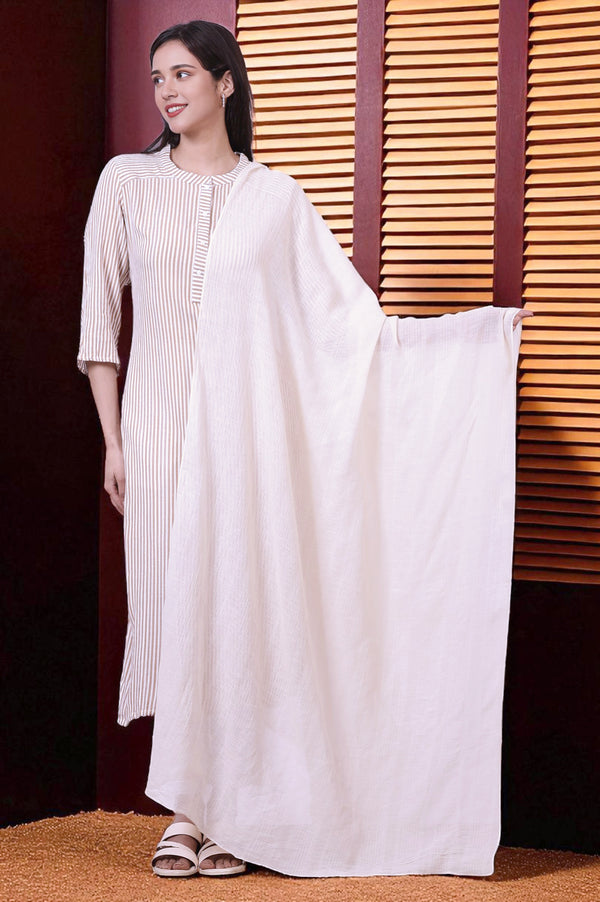 Cream South Cotton Stripe Dupatta