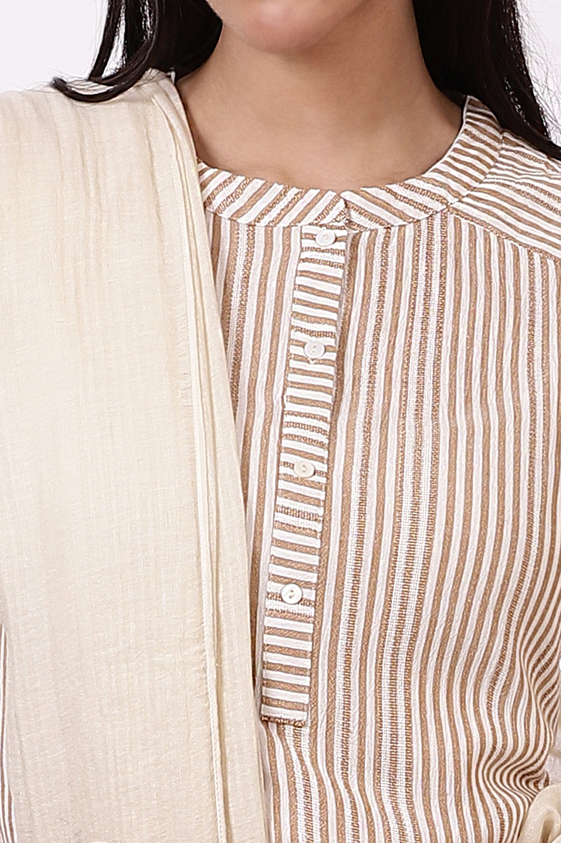 Cream South Cotton Stripe Dupatta