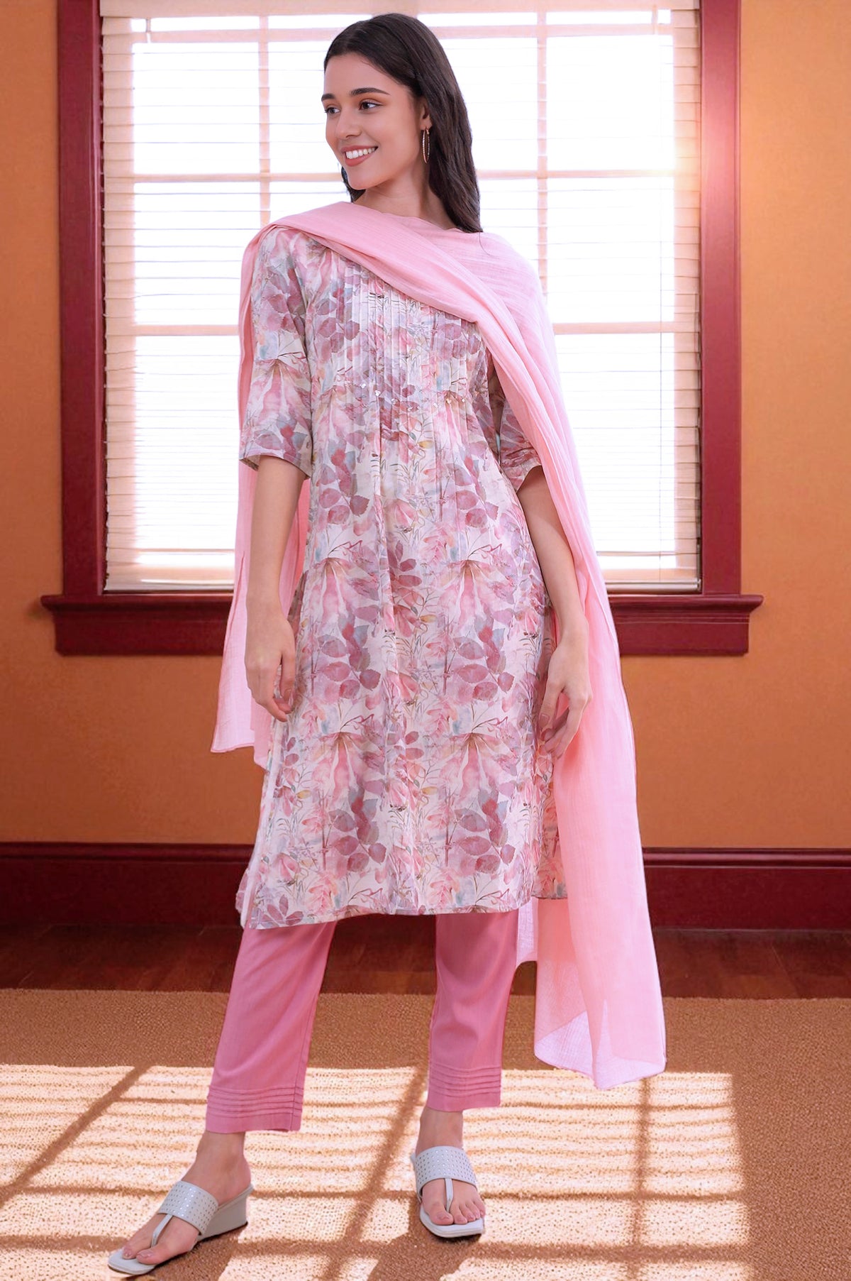 Pink Dyed Pure Cotton Dupatta - Free size