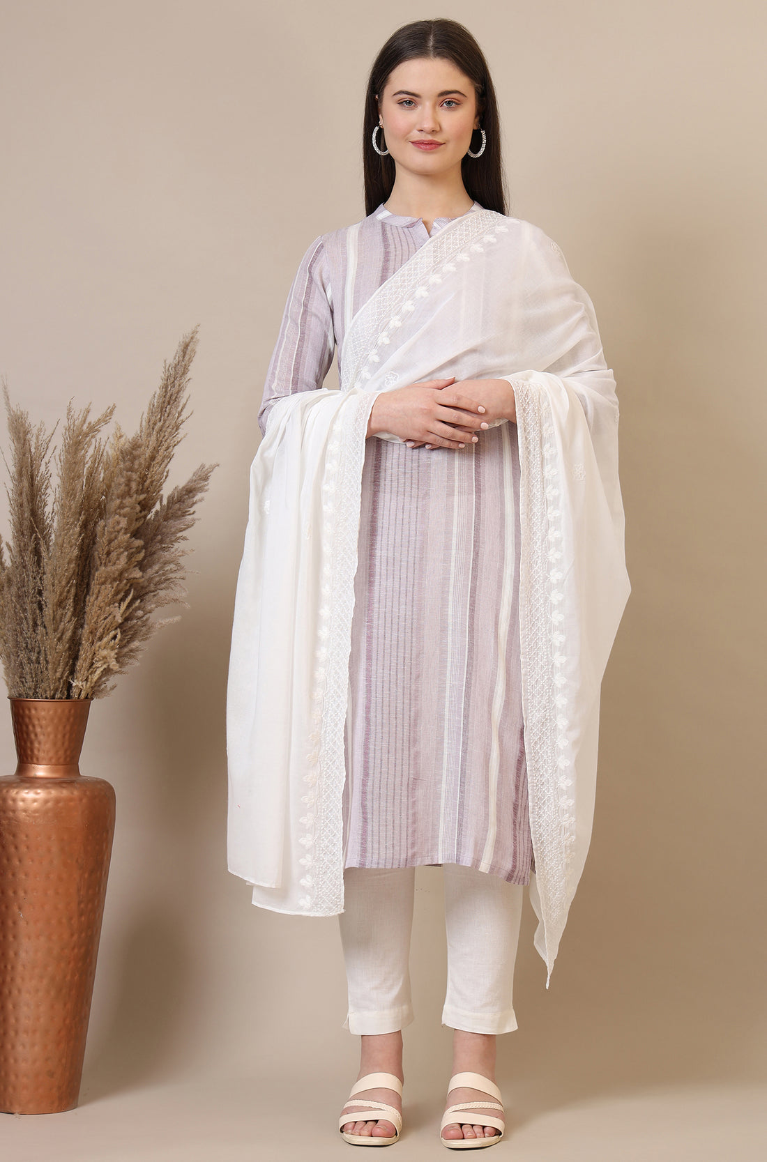 White Schiffili Embroidered Dupatta