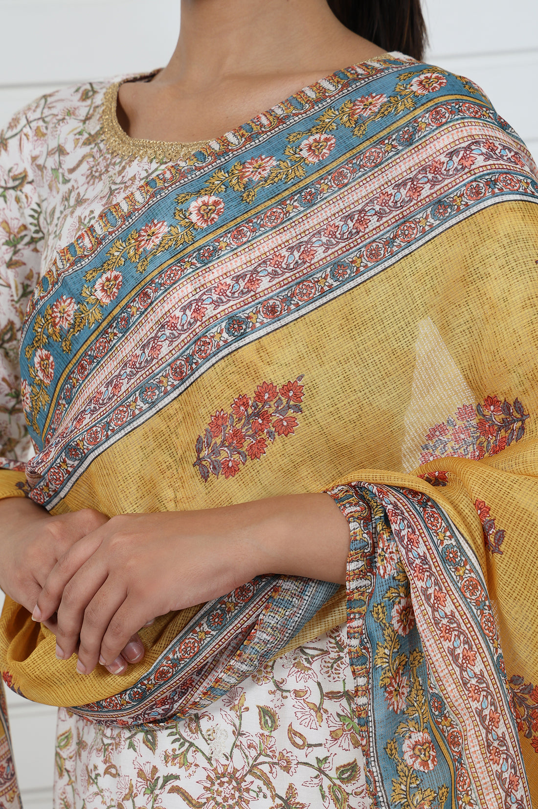 Mustard Abstract Printed Dupatta