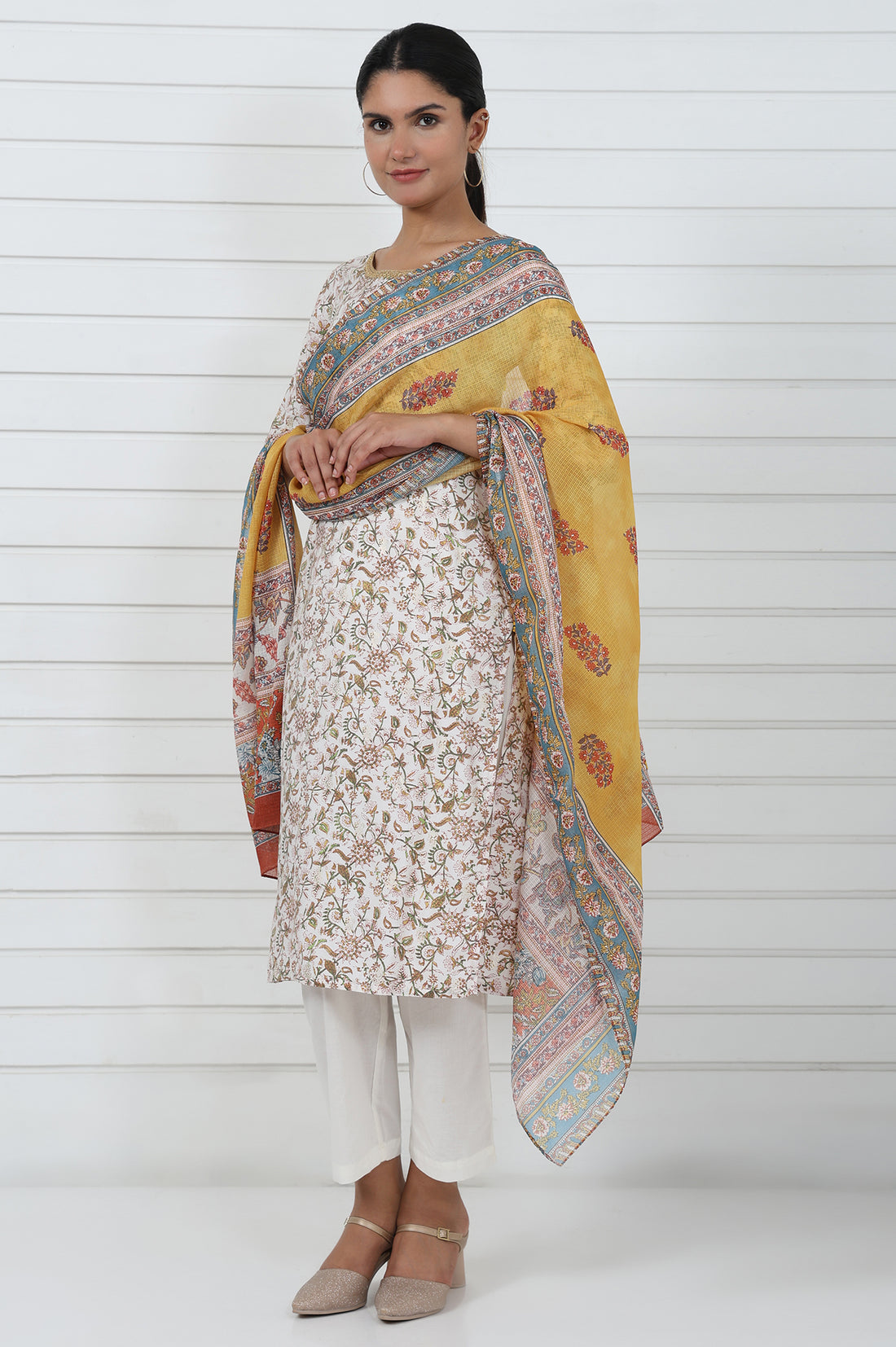 Mustard Abstract Printed Dupatta