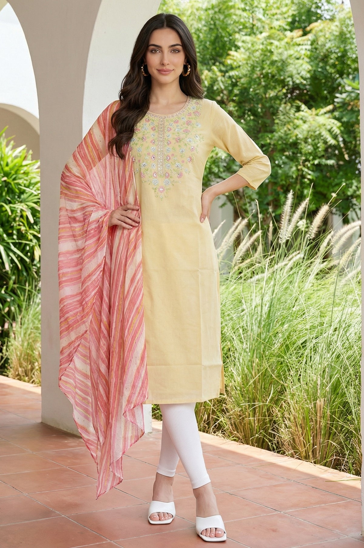 Pink Printed kota Dupatta - FS
