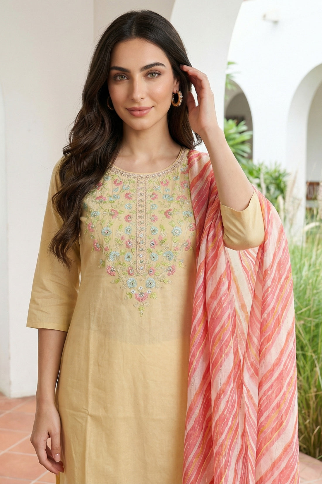 Pink Printed kota Dupatta