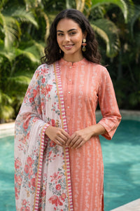 Off White Floral Printed Kota Dupatta