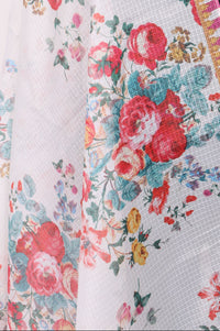 Off White Floral Printed Kota Dupatta