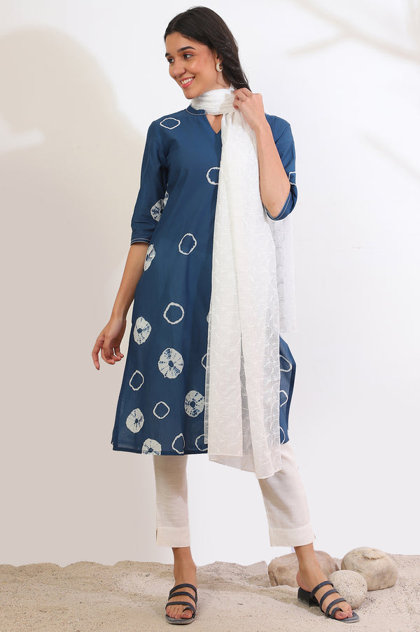 White Embroidered Schiffli Kota Dupatta