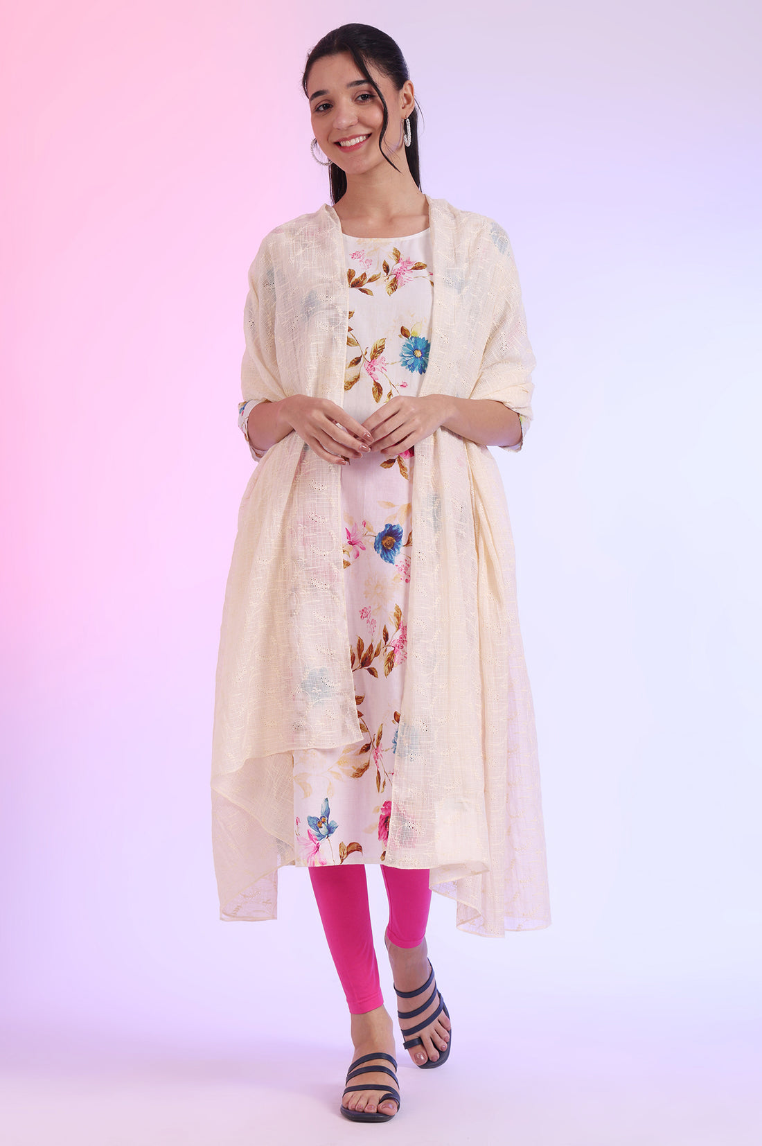 Embroidered Schiffli Kota Dupatta