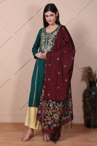 Maroon Embroidered Shawls
