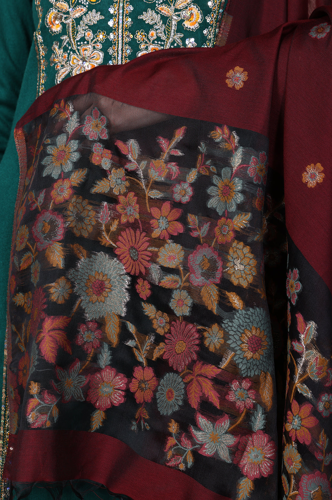Maroon Embroidered Shawls