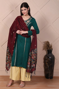 Maroon Embroidered Shawls