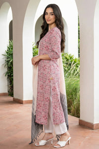 Grey Yarn Dyed Tassels Striped Cotton Blend Dupatta
