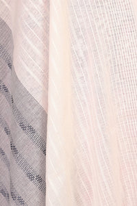 Grey Yarn Dyed Tassels Striped Cotton Blend Dupatta
