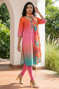 Orange Jacquard Vibrant Dupatta with Golden Border