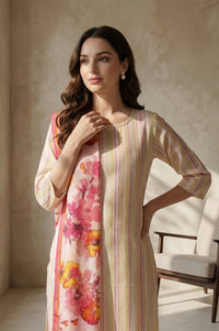 Pink Floral Printed Pure Cotton Stole
