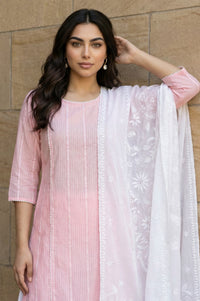 White Floral Printed Cotton Mulmul Dupatta