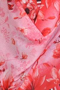 Red Floral Printed Pure Cotton Stole